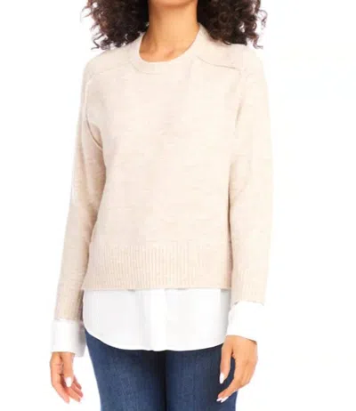 Karen Kane Layered Crewneck Sweater In Sand