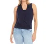 Karen Kane Layered Drape Front Top In Navy In Blue