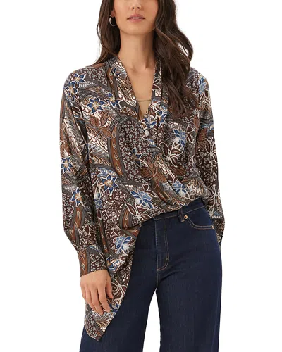 Karen Kane Layered Hem Faux Wrap Top In Brown