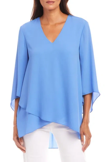 Karen Kane Layered Hem Top In Blue