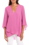 Karen Kane Petite Bracelet Sleeve Asymmetrical Top In Pink