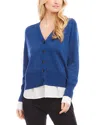 Shop Karen Kane Layered Sweater Cardigan In Dark Blue