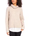 Shop Karen Kane Layered Turtleneck Sweater In Beige