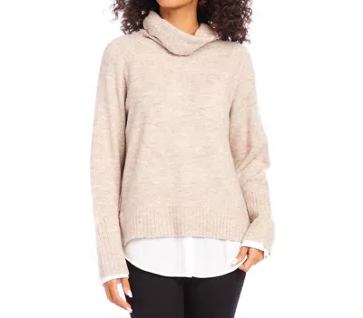 Karen Kane Layered Turtleneck Sweater In Beige In Neutral