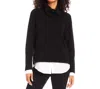 Karen Kane Mixed Media Layered Turtleneck Sweater