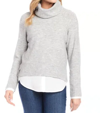 KAREN KANE LAYERED TURTLENECK SWEATER IN LIGHT HEATHER GRAY