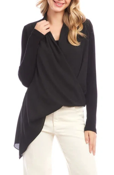 Karen Kane Layered Wrap Front Top In Black
