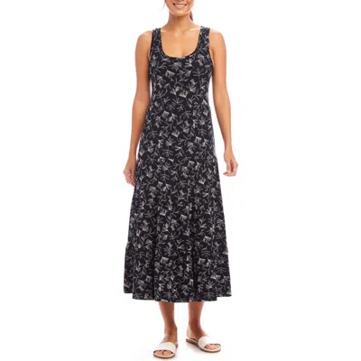 KAREN KANE KAREN KANE LEAF PRINT TIERED MIDI TANK DRESS