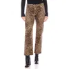 Karen Kane Leopard Print Straight Leg Corduroy Pants In Leopard