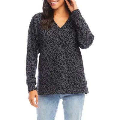 Karen Kane Leopard Print V-neck Sweatshirt