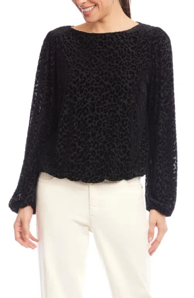 Karen Kane Leopard Spot Velvet Burnout Top In Brown
