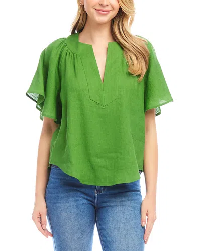KAREN KANE LINEN FLUTTER SLEEVE TOP
