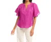 Karen Kane Linen Flutter Sleeve Top In Orchid In Pink