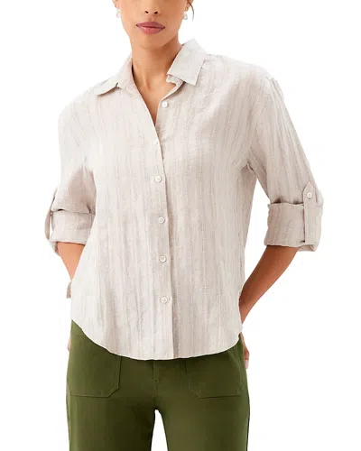 Karen Kane Linen Textured Shirt In Brown