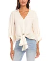 Karen Kane Tie Front Top In Ecru In Ecru
