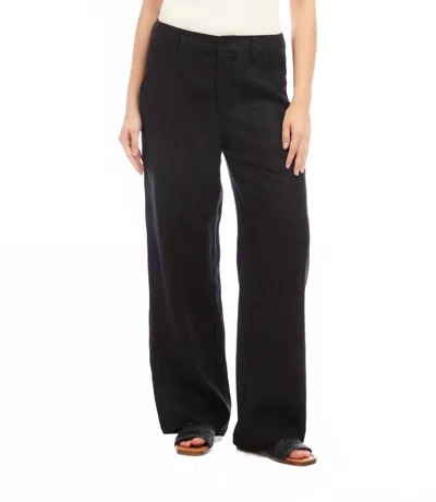 KAREN KANE LINEN WIDE-LEG TROUSERS IN BLACK