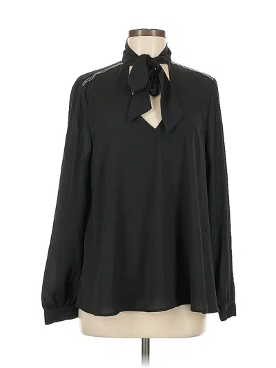 Pre-owned Karen Kane Long Sleeve Blouse In Black