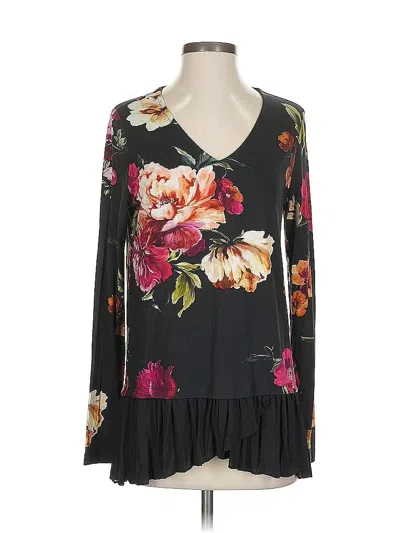 Pre-owned Karen Kane Long Sleeve Blouse In Black