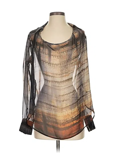 Pre-owned Karen Kane Long Sleeve Blouse In Black