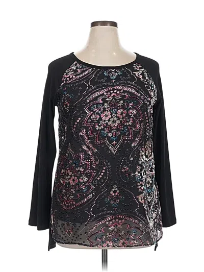 Pre-owned Karen Kane Long Sleeve Blouse In Black