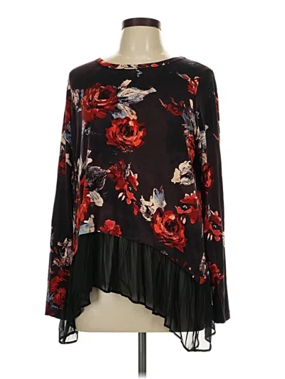 Pre-owned Karen Kane Long Sleeve Blouse In Black