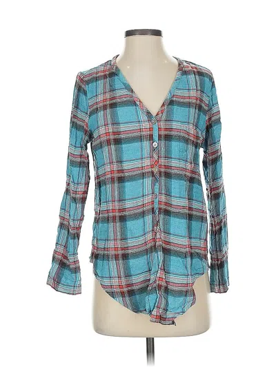 Pre-owned Karen Kane Long Sleeve Blouse In Blue