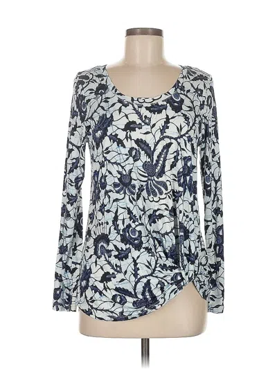 Pre-owned Karen Kane Long Sleeve Blouse In Blue