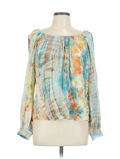 Pre-owned Karen Kane Long Sleeve Blouse In Blue