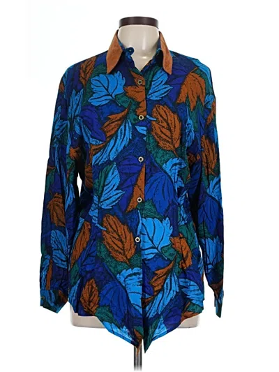 Pre-owned Karen Kane Long Sleeve Blouse In Blue