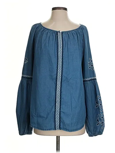 Pre-owned Karen Kane Long Sleeve Blouse In Blue