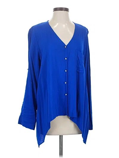 Pre-owned Karen Kane Long Sleeve Blouse In Blue