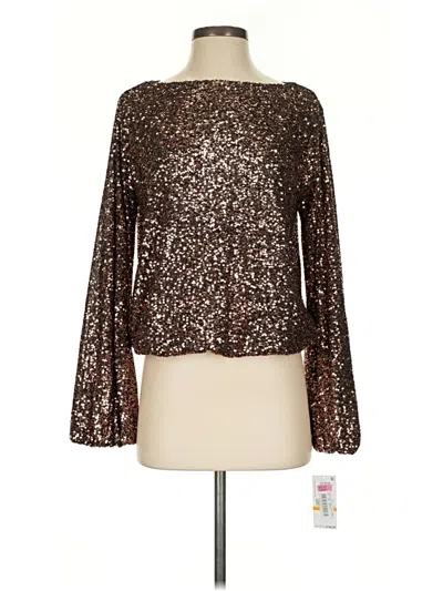 Pre-owned Karen Kane Long Sleeve Blouse In Brown