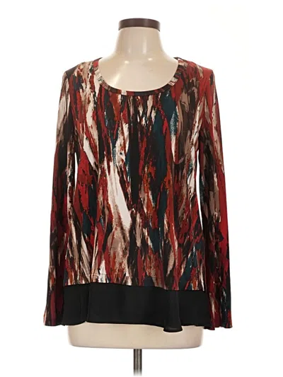 Pre-owned Karen Kane Long Sleeve Blouse In Brown