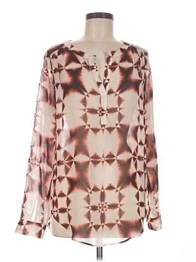 Pre-owned Karen Kane Long Sleeve Blouse In Brown