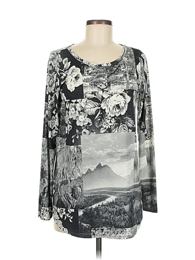 Pre-owned Karen Kane Long Sleeve Blouse In Gray