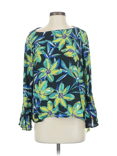 Pre-owned Karen Kane Long Sleeve Blouse In Green