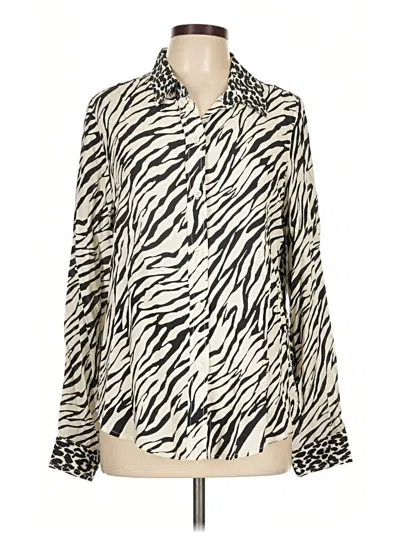 Pre-owned Karen Kane Long Sleeve Blouse In Ivory