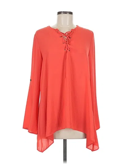 Pre-owned Karen Kane Long Sleeve Blouse In Orange