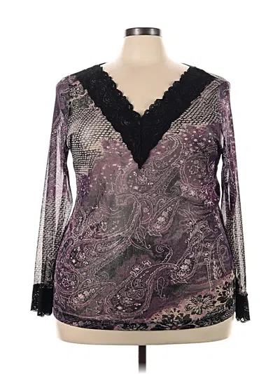 Pre-owned Karen Kane Long Sleeve Blouse In Purple
