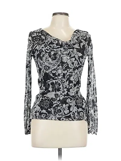 Pre-owned Karen Kane Long Sleeve Blouse In Silver