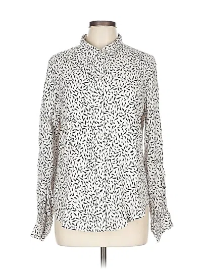 Pre-owned Karen Kane Long Sleeve Blouse In White