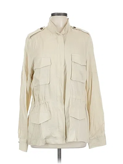 Pre-owned Karen Kane Long Sleeve Blouse In White