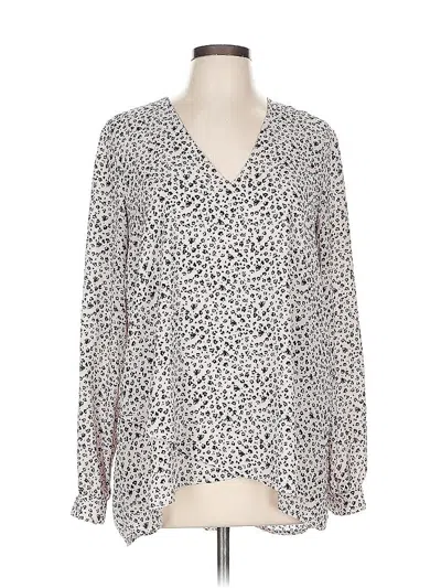 Pre-owned Karen Kane Long Sleeve Blouse In White