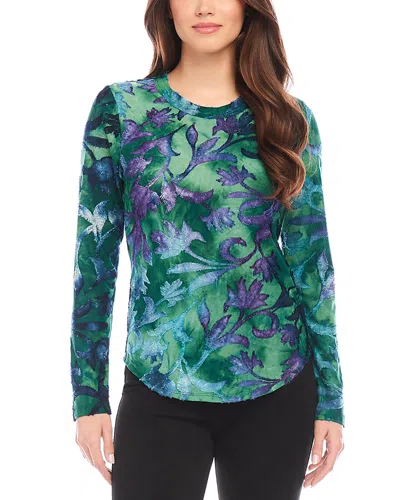 Karen Kane Long Sleeve Burnout Top In Tie Dye