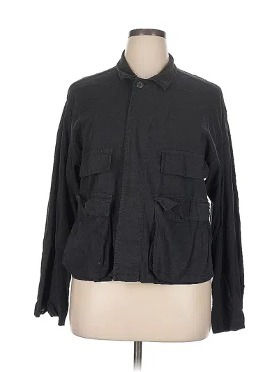 Pre-owned Karen Kane Long Sleeve Button Down Shirt In Black