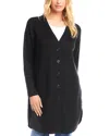 Karen Kane Long Sleeve Button Front Sweater In Black