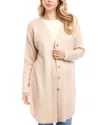 Karen Kane Long Sleeve Button Front Sweater In Brown