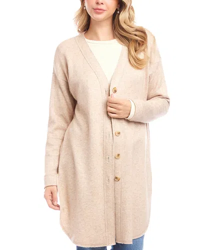 Karen Kane Long Sleeve Button Front Sweater In Brown