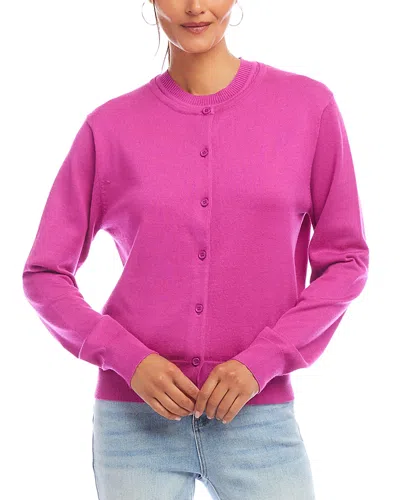 Karen Kane Long Sleeve Cardigan In Purple