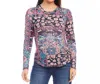 Karen Kane Print Long Sleeve Jersey Top In Multi